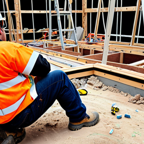 Home 11 ** A construction site with visible safety hazards like exposed wiring, falling objects, and workers not wearing proper PPE (hard hats, safety shoes, harnesses). The scene should depict a sense of danger and highlight the importance of safety protocols.
**